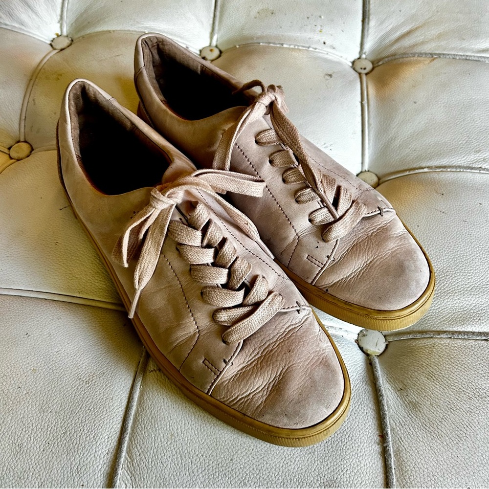 Frye sneakers light pink leather sz 9 lots of life left